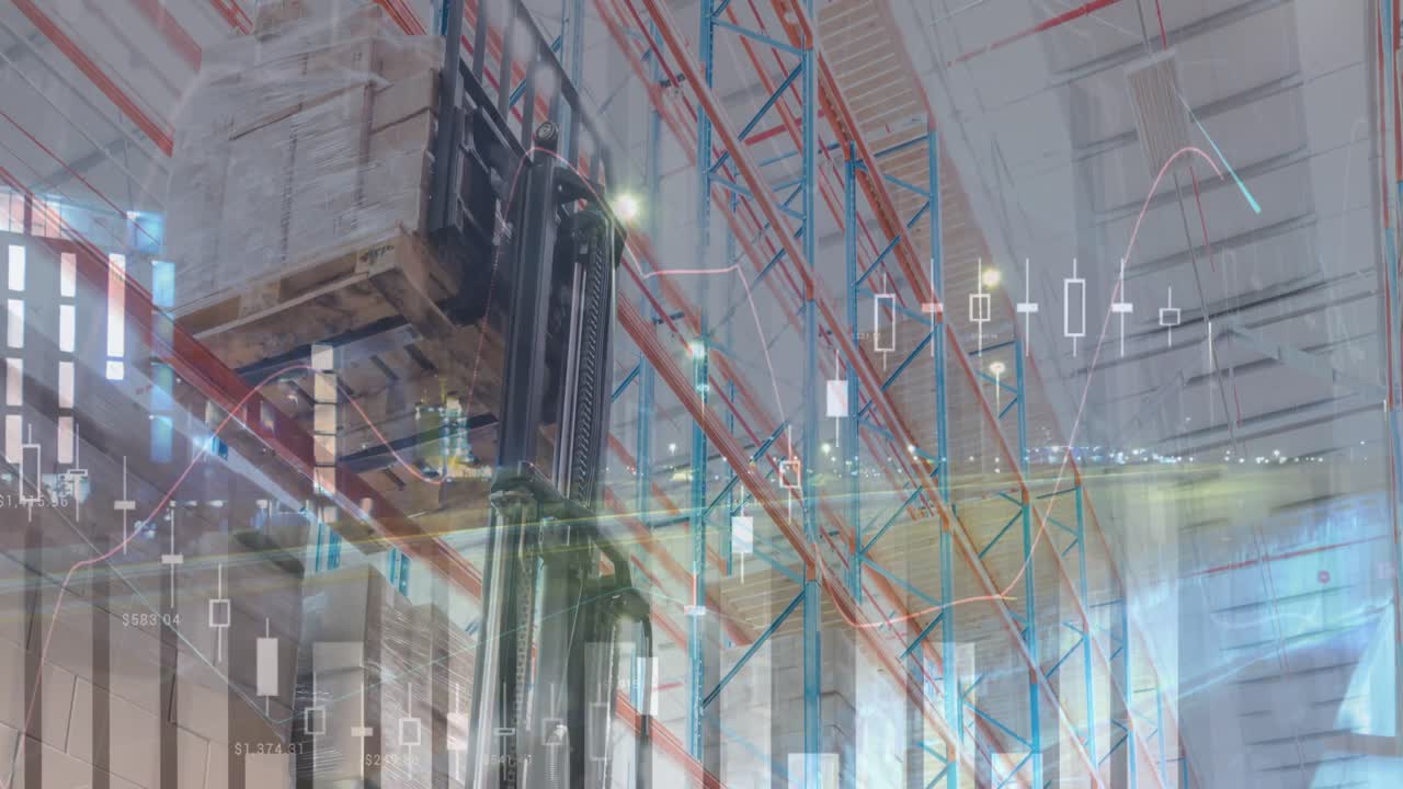 빈 창고에서 금융 데이터 처리의 애니메이션