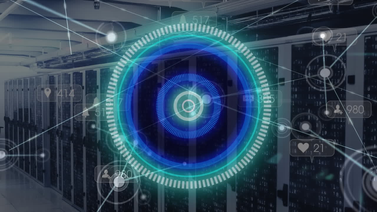 Animation of scope scanning, networks and data processing over computer servers