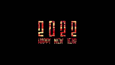 4k glitch word of 2022 happy new year title 3d illustration isolated using alpha channel quick time prores 4444 encode. red shine lighting of glitch 2022 happy new year loop animation concept on black creative background