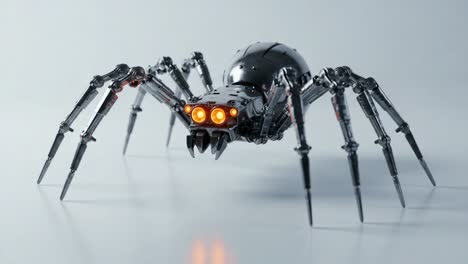 a futuristic robotic spider with glowing eyes and intricate mechanical design showcasing advanced engineering in robotics and artificial intelligence