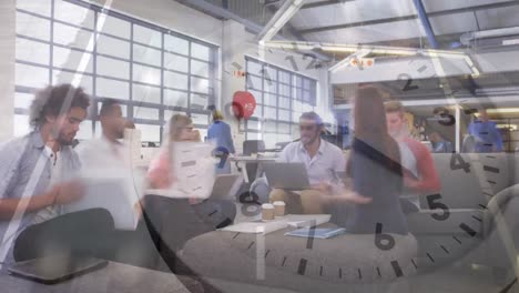 time lapse of people in an office and a busy street