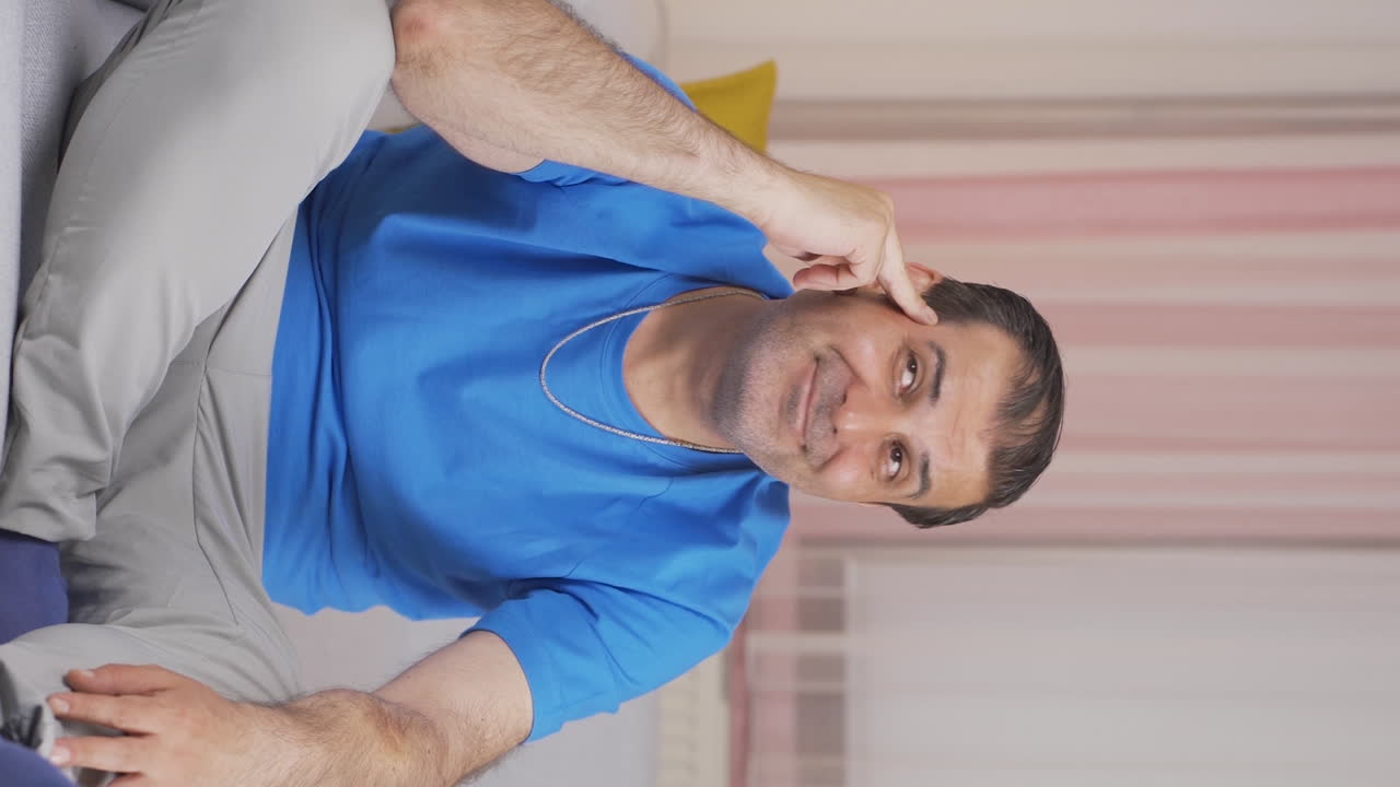 행복한 꿈꾸는 남자의 수직 비디오.