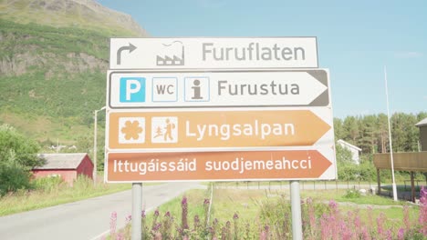 traffic signs erected at the side roads in lyngsdalen norway