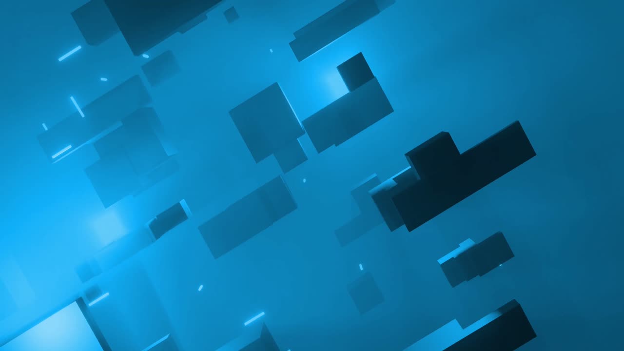 animación de cubos 3d y fondo azul