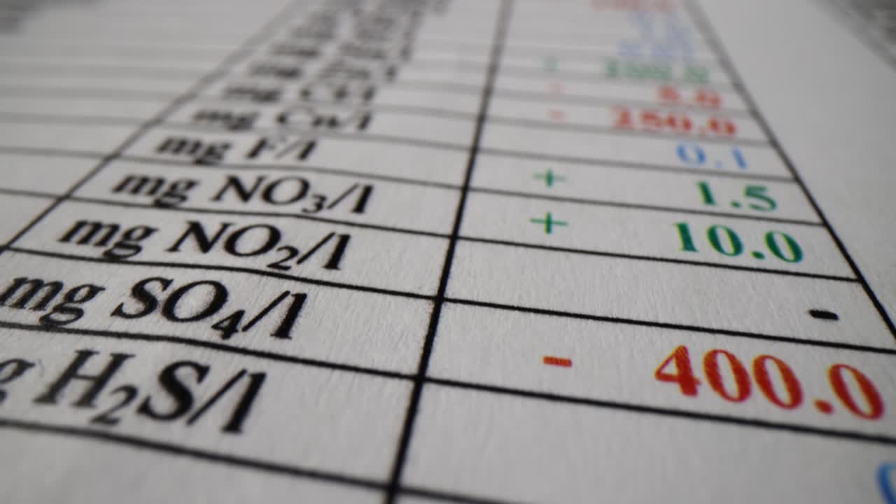 Close-up View of a Chemical Analysis Data Sheet