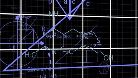 fórmulas químicas y ecuaciones matemáticas en el fondo de la cuadrícula