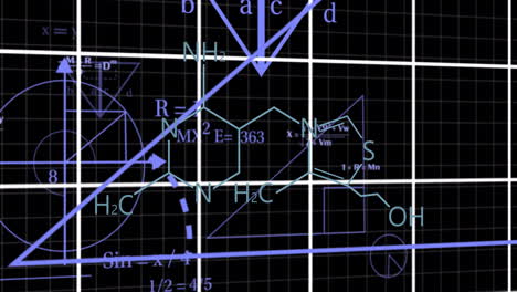 химические формулы и математические уравнения на фоне сетки