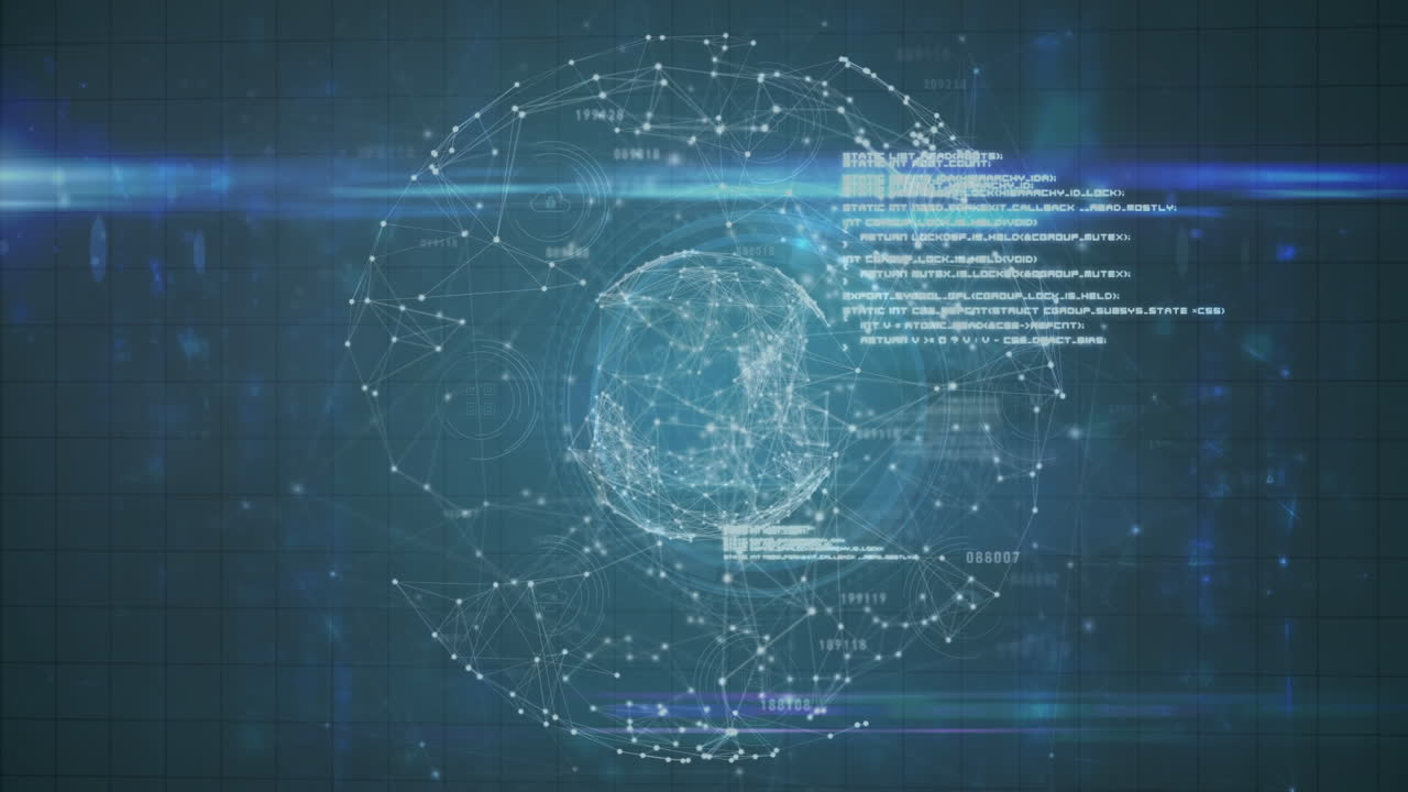 animación del procesamiento de datos sobre el globo hecha de conexiones y luz en el espacio digital de la marina