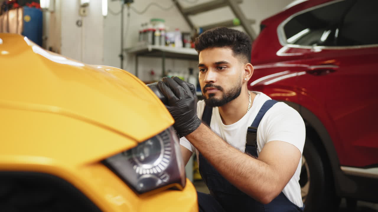차고에서 자동차 세부 사항