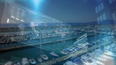 yachts in a port and digital interface