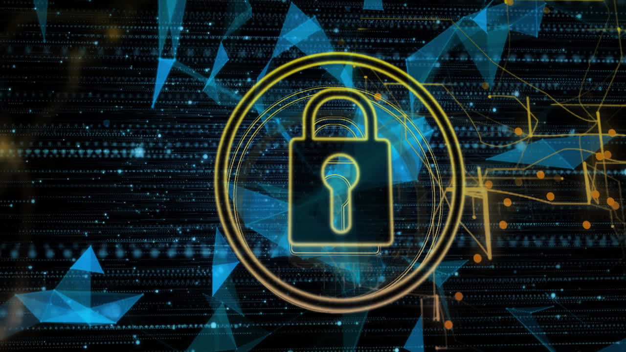 animación del icono del candado sobre las conexiones y el procesamiento de datos