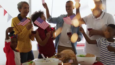 multi-generation family having celebration meal