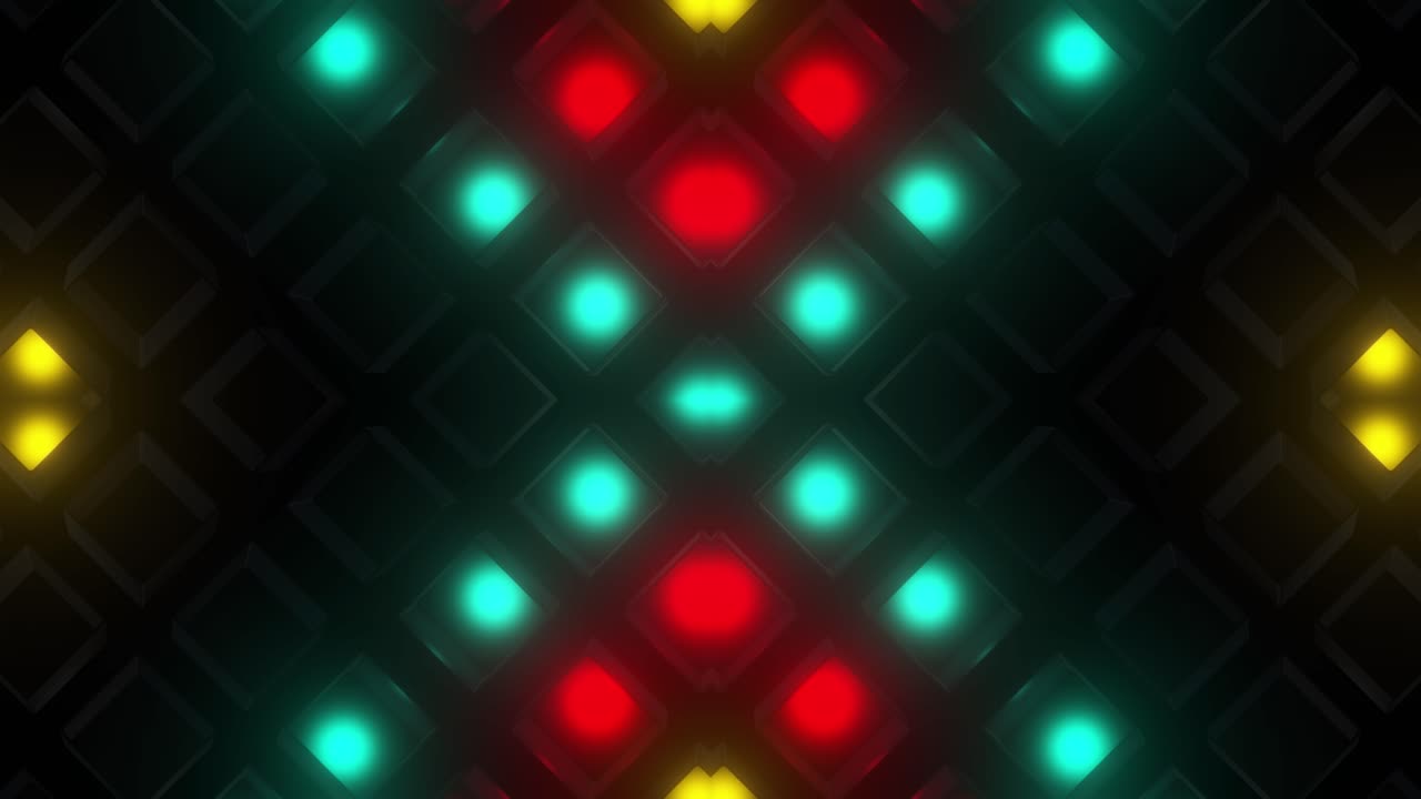 Motivo geometrico colorato di luci LED