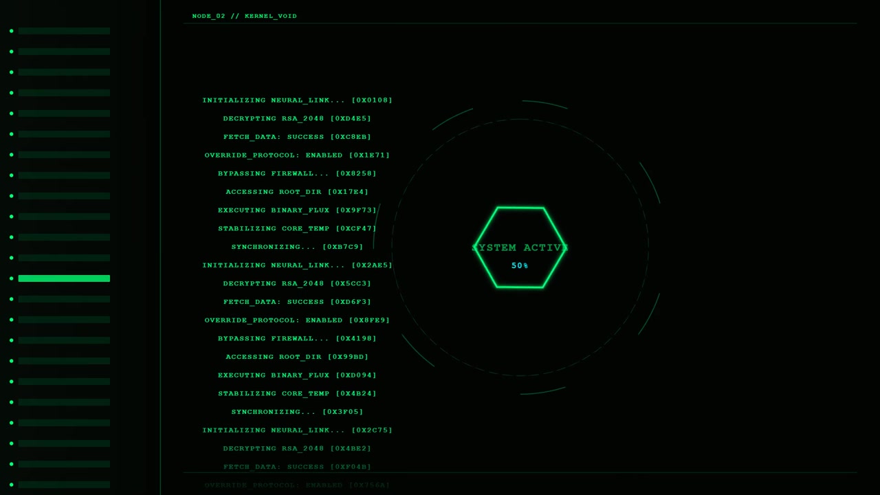 Futuristic Digital Interface Loading Sequence with System Active Progress