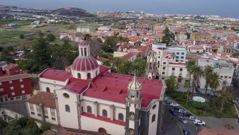 puerto de la cruz little village in tenerife canary island spain aerial view of the main square with old ancient medieval church