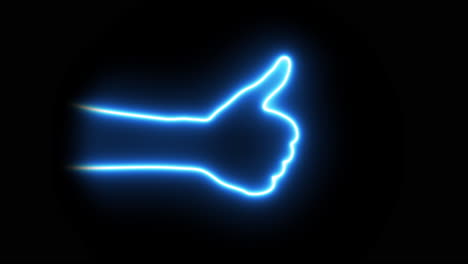 neonlight bluecolored hand gestures and signs a thumb up