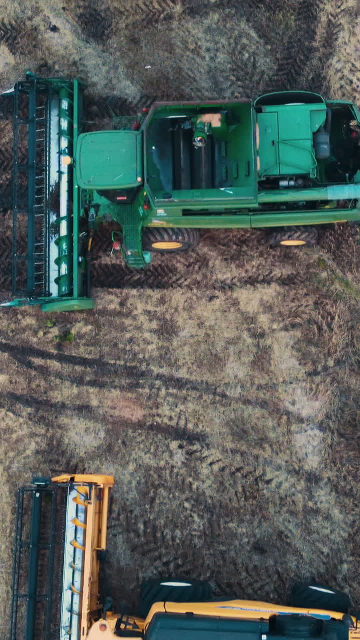 Vertical aerial view of combine