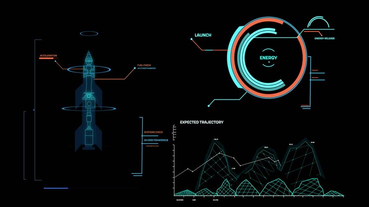 Animation of scientific data processing on black background