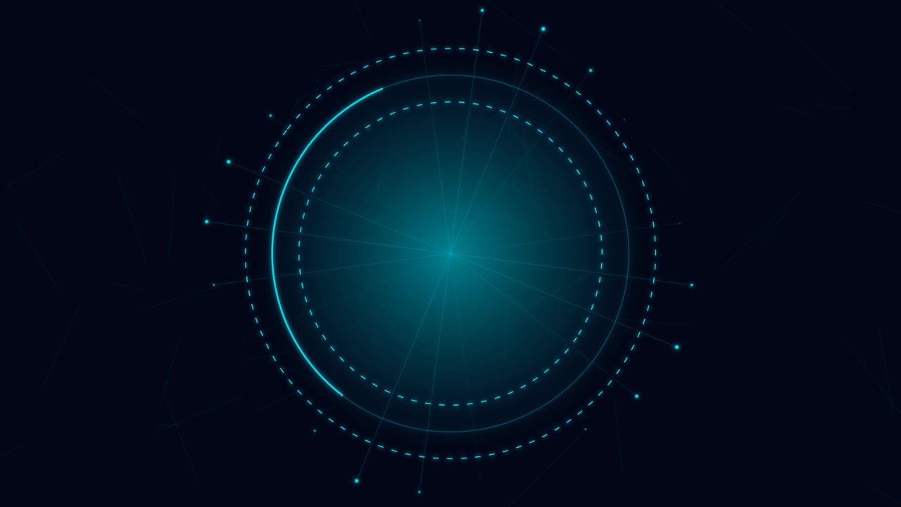 Abstract Digital Radar Interface Rotating on Dark Background