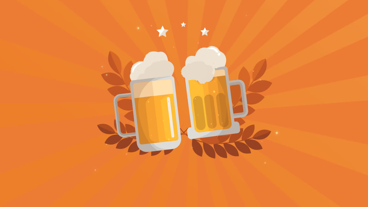 An animation of Flat international beer day illustration