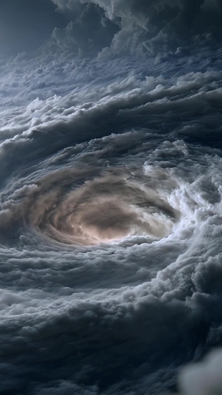 En Imponerende Hvirvlende Skyvortex Fanget i To Dramatiske Rammer, der Fremhæver den Himmelske Dynamik i en Stormfuld Atmosfære.