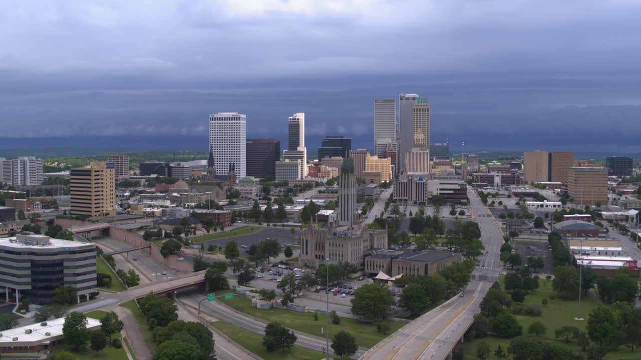 Aerial Drone Shot: Expansive Tulsa Urban Landscape