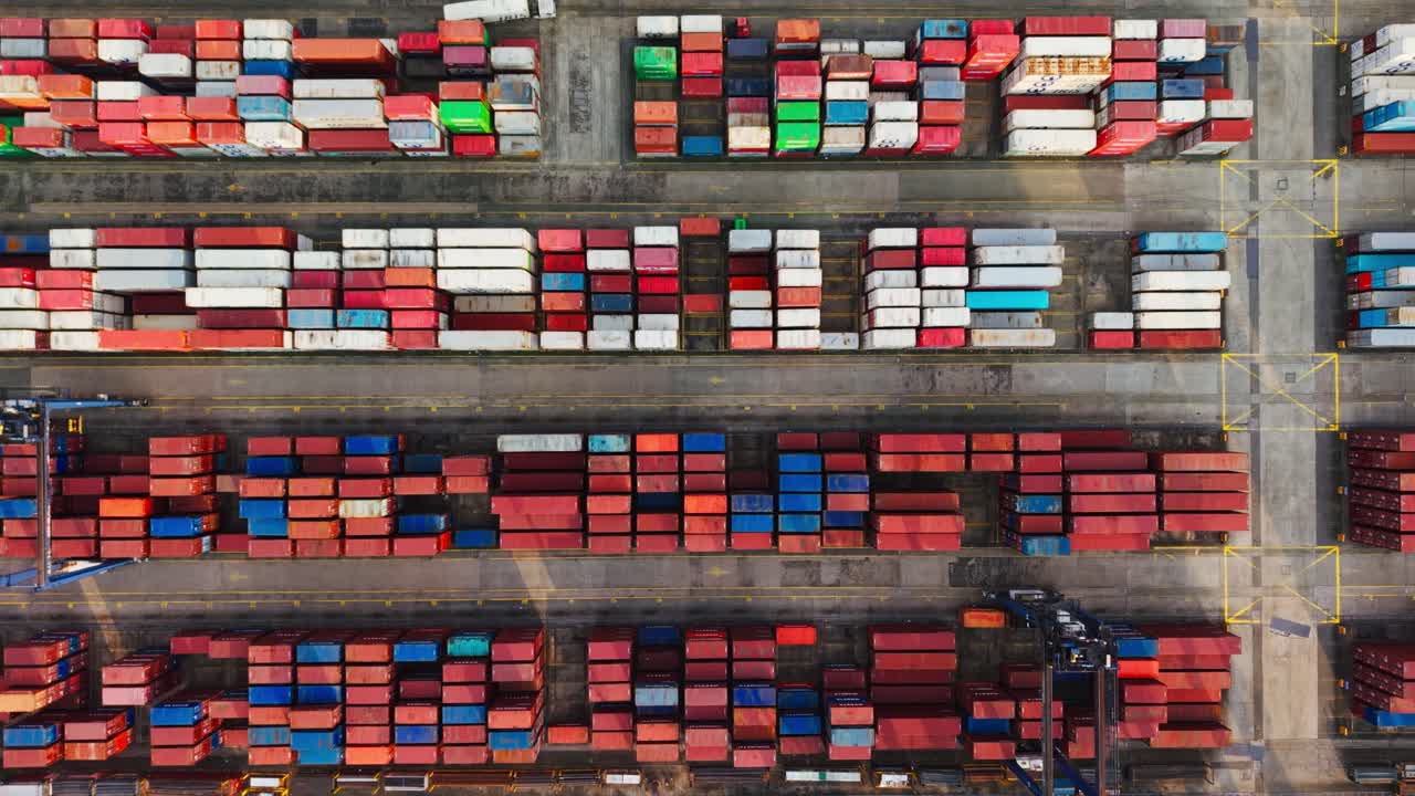 Cinematic Drone Over Manila Container Port Showing Global Trade Symmetry