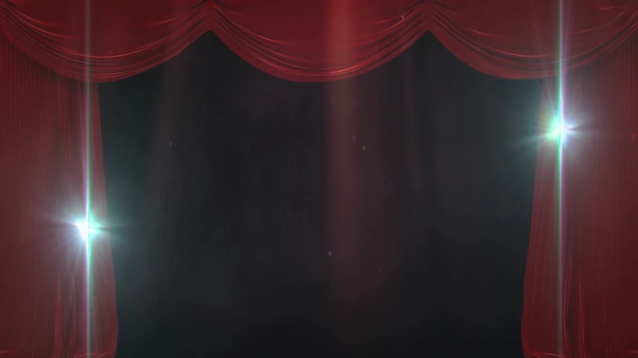 Animazione di luci su tende e palcoscenico