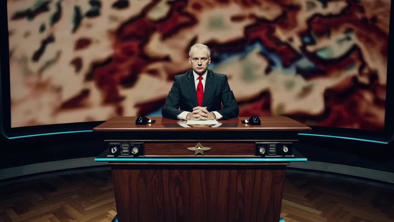 noticias transmitidas en un estudio de estilo retro