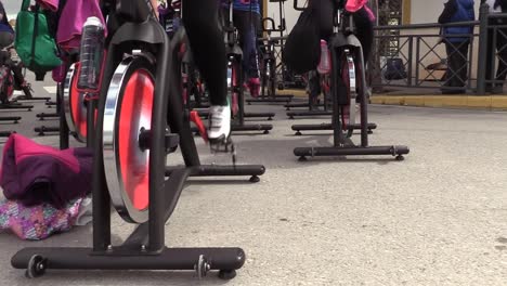 sport in a spinning class on the street