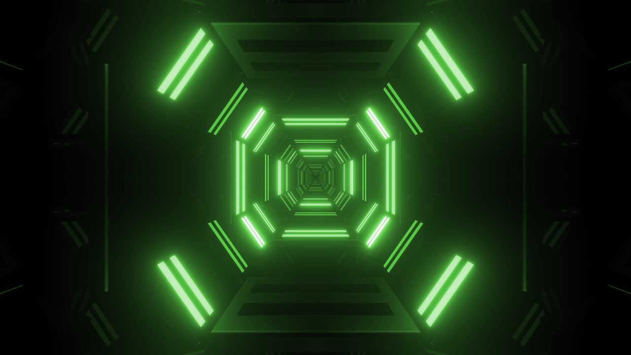 Green Neon Glowing Tunnel