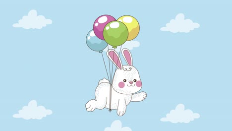 conejo de pascua en globos de helio