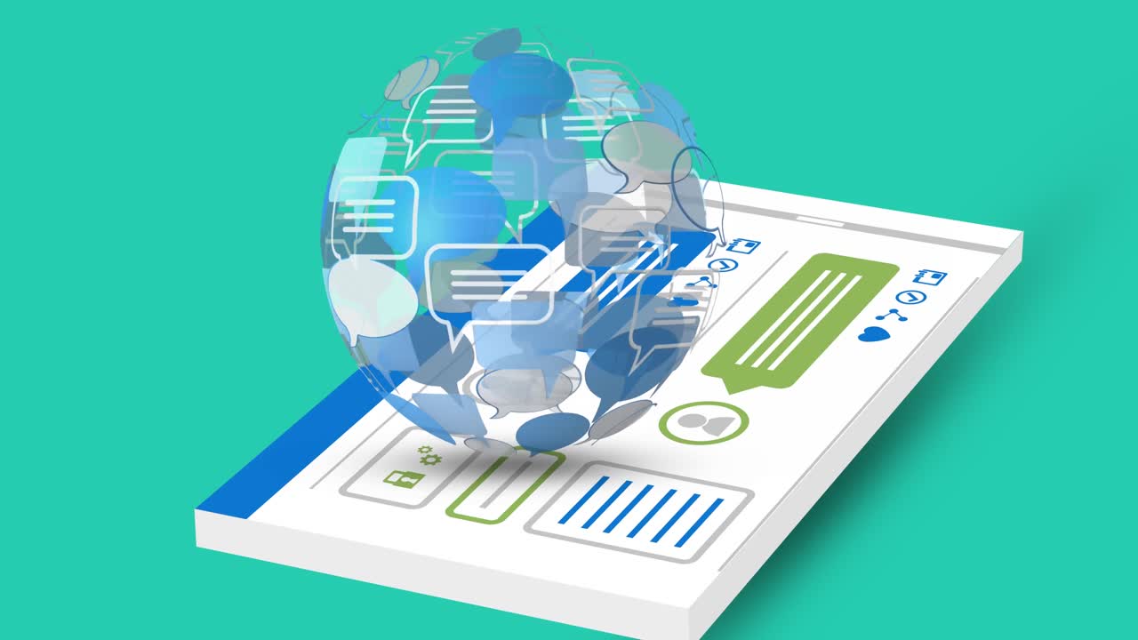 Message bubble icon and an online interface 4k