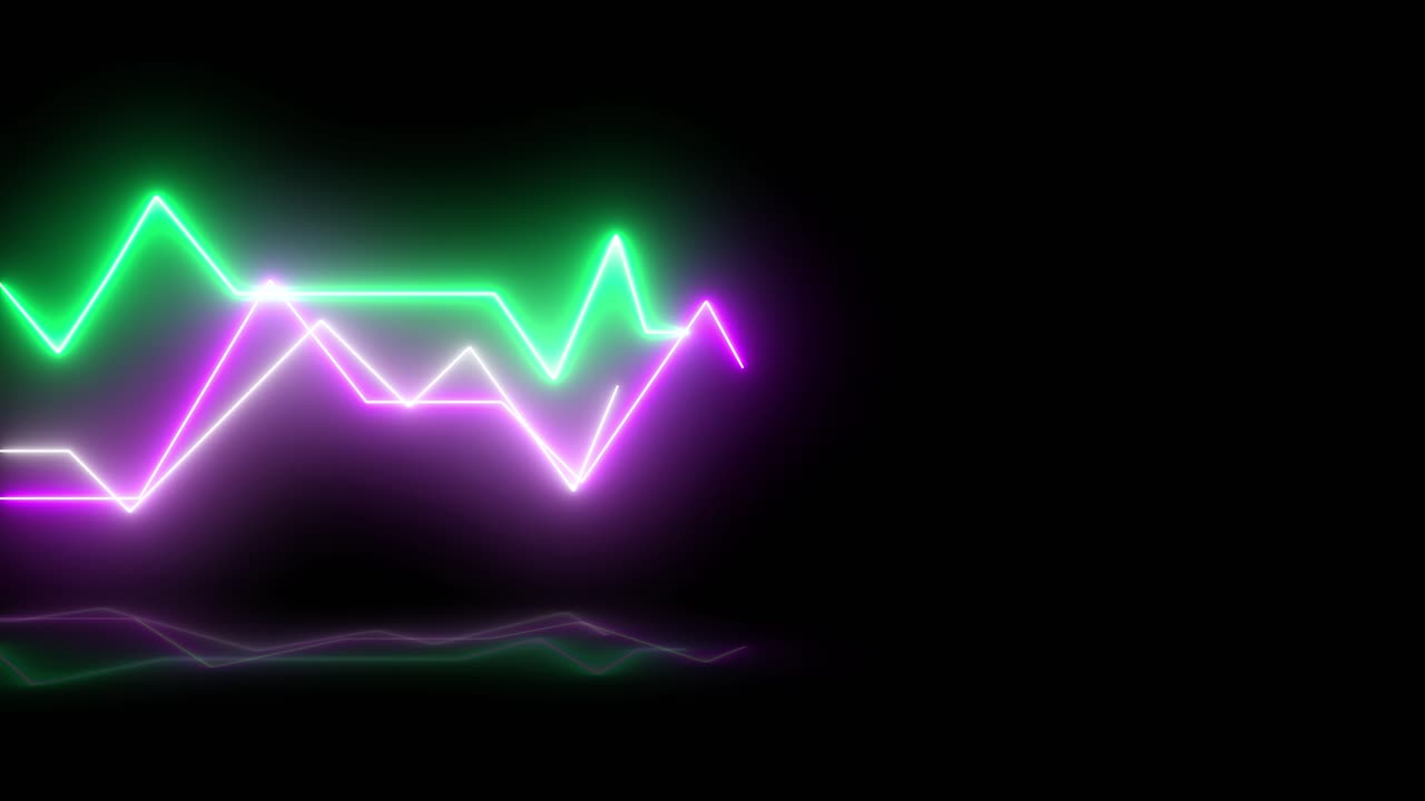 Neon Glowing Graph Lines Animating on Black Background