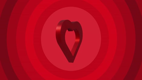 animación de un corazón rojo sobre círculos sobre fondo rojo