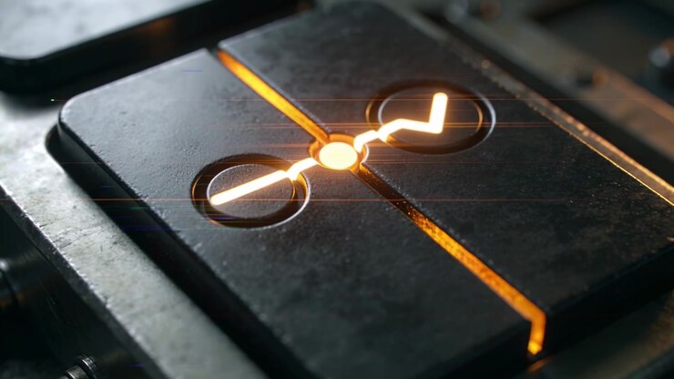 Activating node, metal plate sending glow along groove at bench, linking checkmark and bar