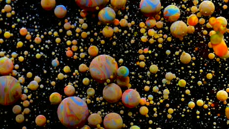 slow motion bright colors bubbles oil beautiful paint surface universe color moving multicolored closeup. acrylic paint. fantastic surface. abstract colorful paint fantastic structure colorful bubbles