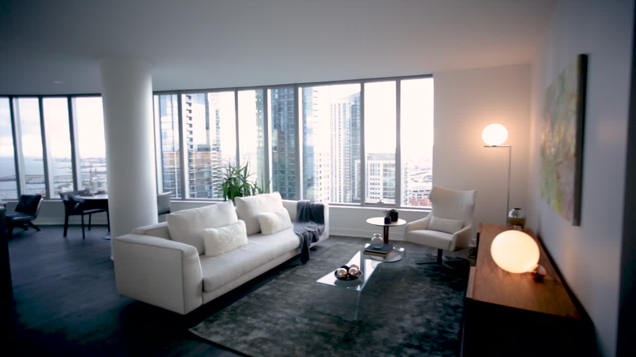 Modern Apartment Living Room with City Views