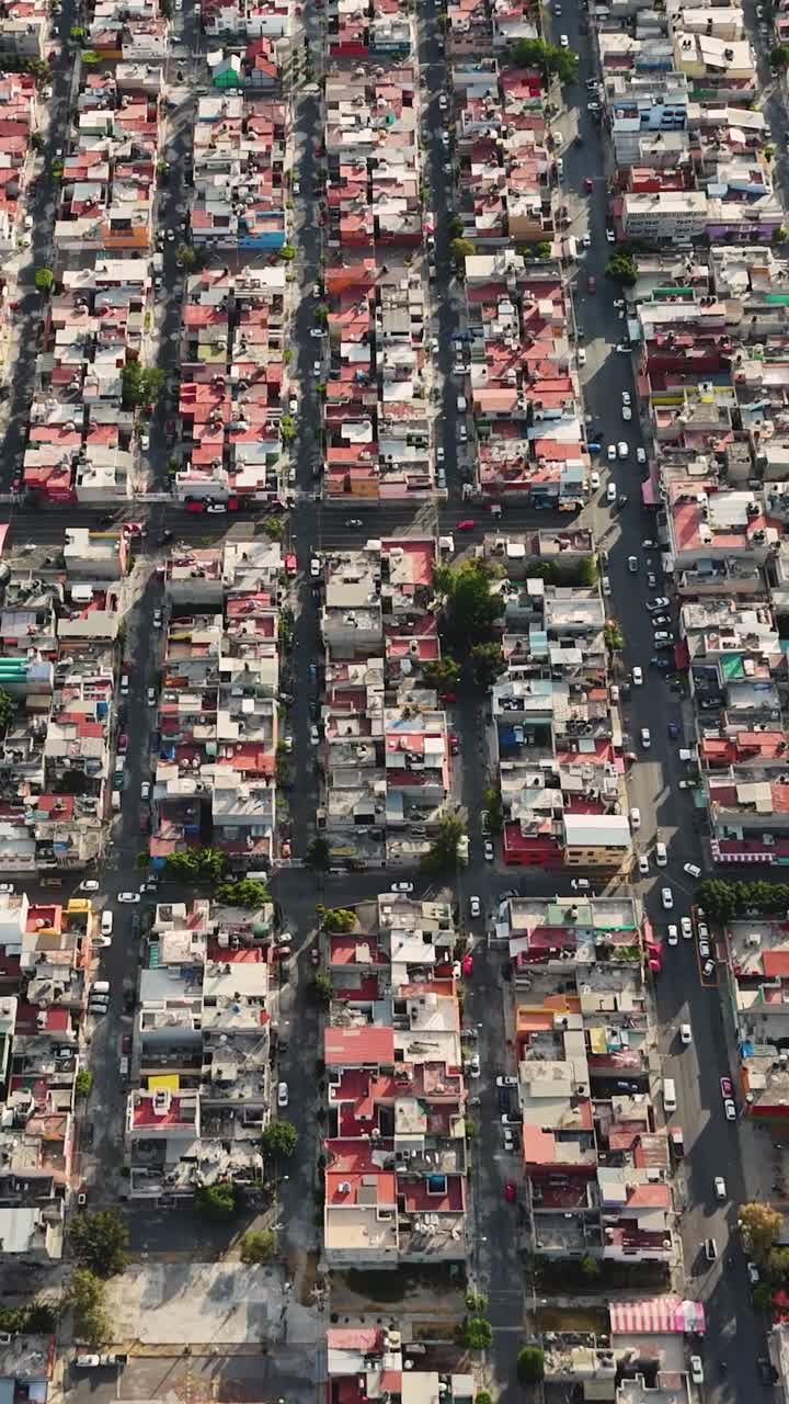Dynamic aerial shots of a neighborhood in motion in Ecatepec