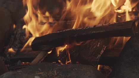 a burning bonfire in the evening twilight.