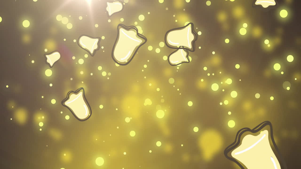 Animation of christmas cookies over yellow spots