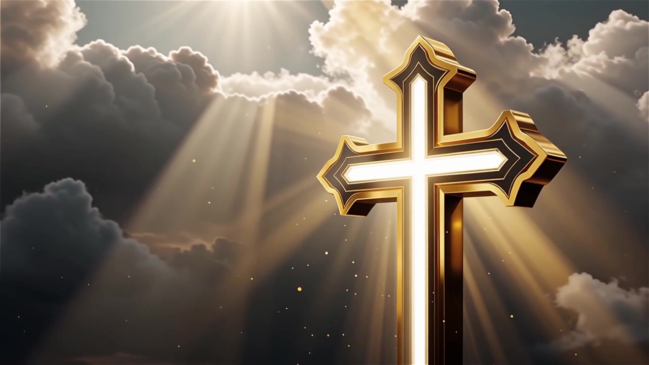 Christian Cross Heavenly Light Worship Background