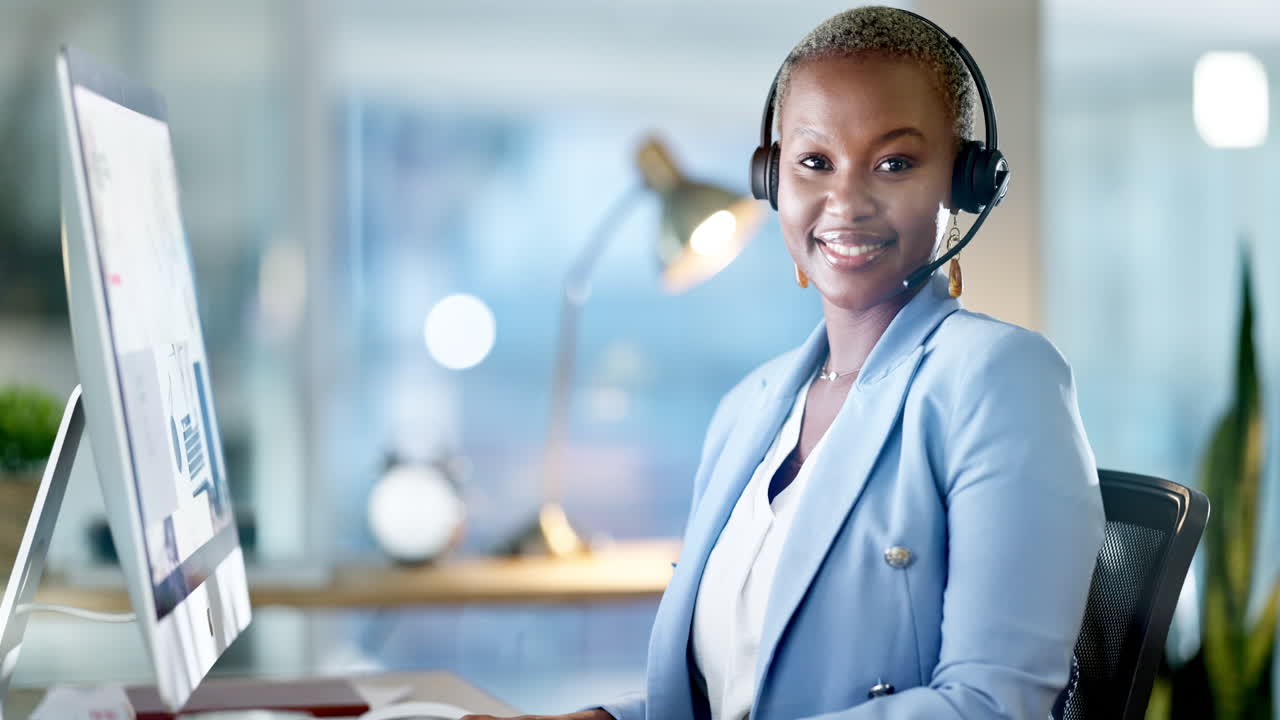 Face of call center black woman