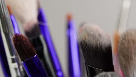 close-up of makeup brushes