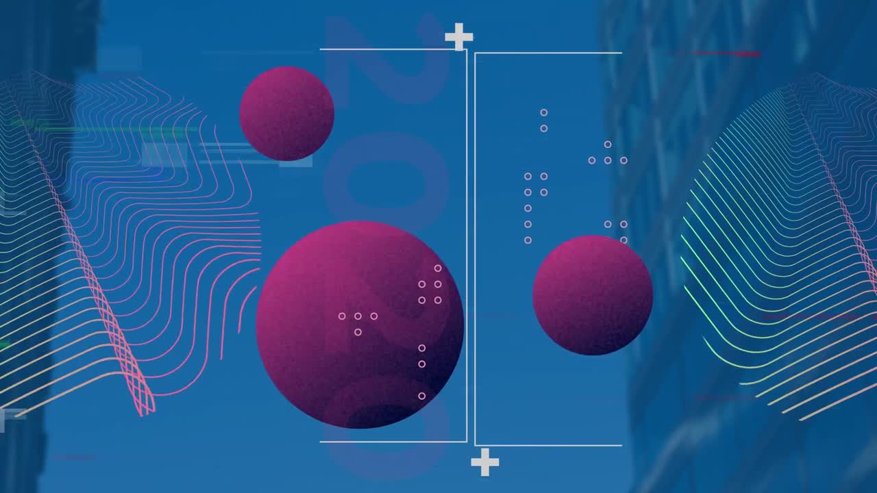 도시 풍경에 대한 모양의 애니메이션과 데이터 처리