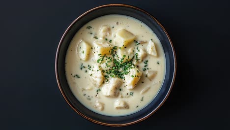 Sopa-Cremosa-De-Papas-Aderezada-Con-Hierbas-Frescas-En-Un-Tazón