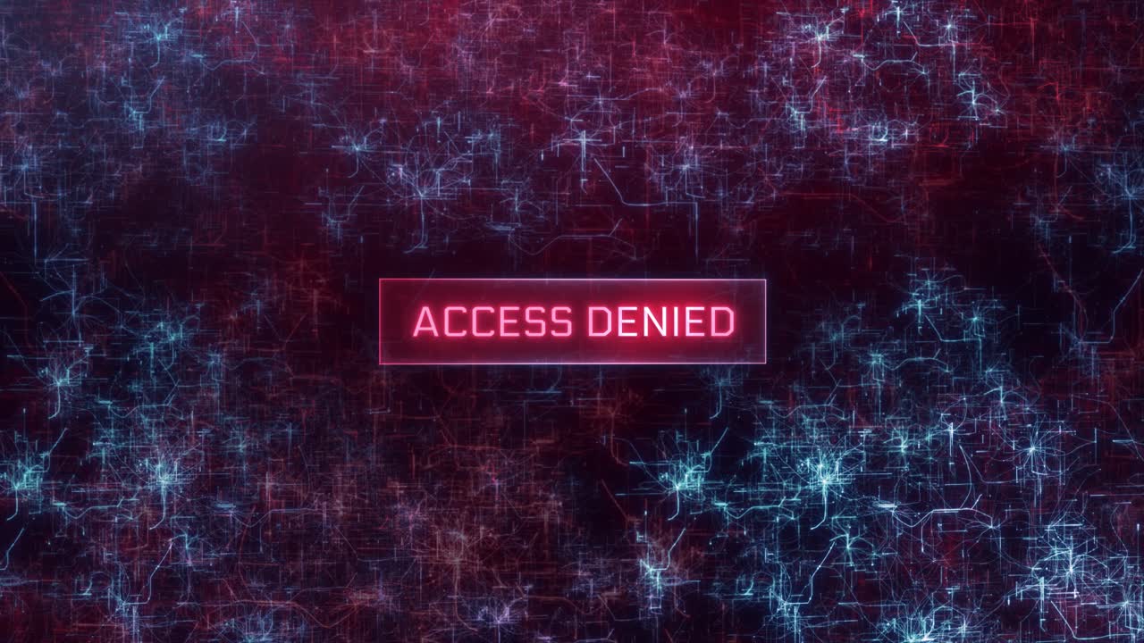 Access Denied concept over dark computer networks background