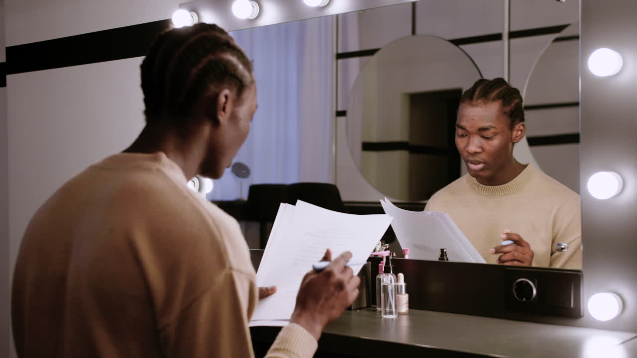 Young actor practising