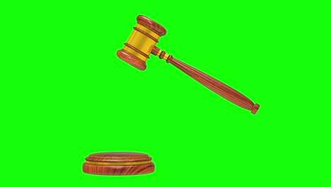 wooden gavel on green background. isolated 3d render