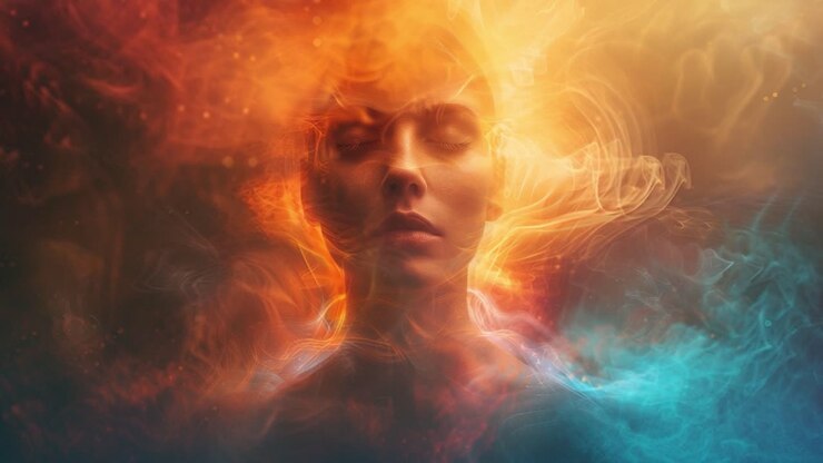 Donna meditativa con energia spirituale